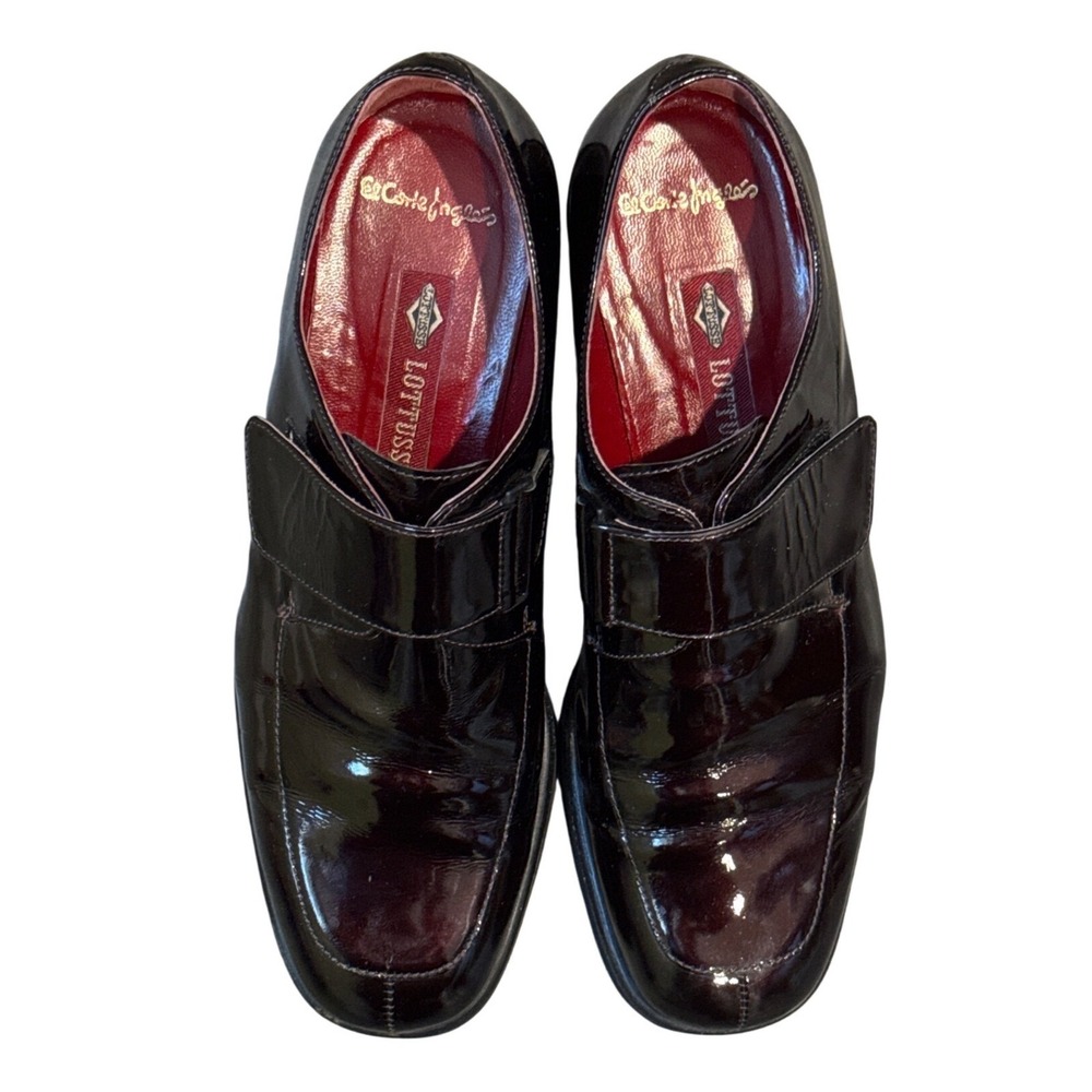 Vintage Y2K  LOTUSSE‎ El Corte Ingles Men's Patent Leather Monk Strap Shoes